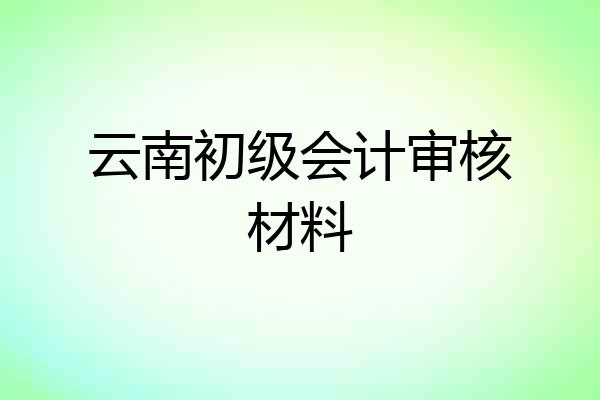 云南初级会计审核材料