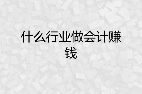 什么行业做会计赚钱
