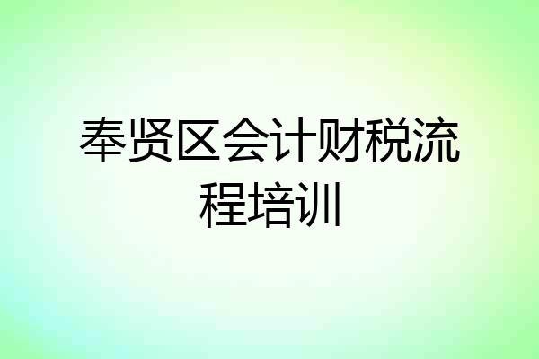 奉贤区会计财税流程培训
