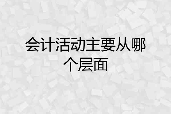 会计活动主要从哪个层面