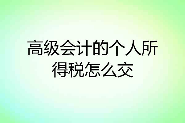 高级会计的个人所得税怎么交