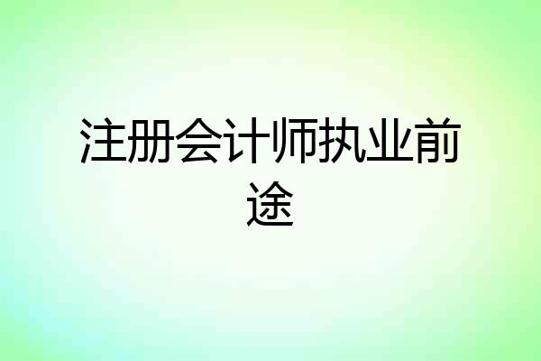 注册会计师执业前途