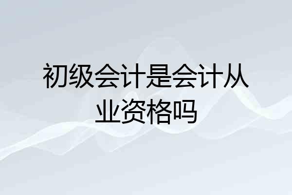初级会计是会计从业资格吗