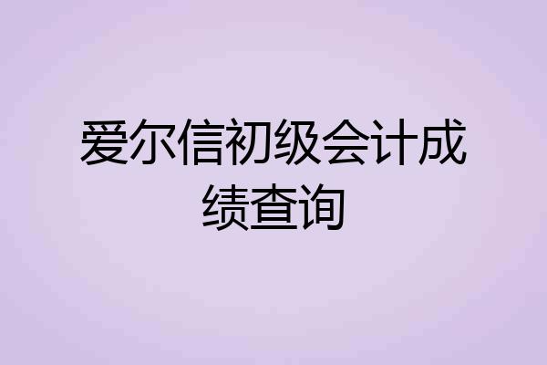 爱尔信初级会计成绩查询