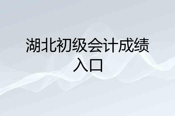 湖北初级会计成绩入口