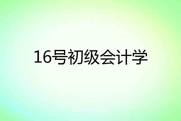 16号初级会计学
