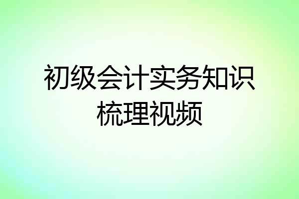 初级会计实务知识梳理视频