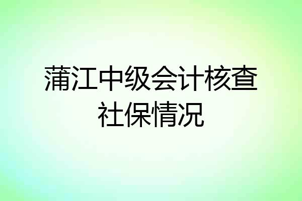 蒲江中级会计核查社保情况