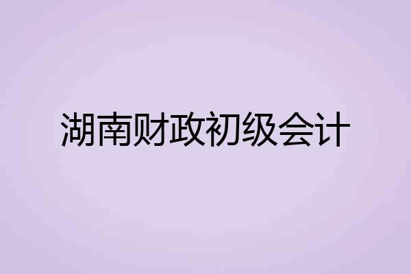 湖南财政初级会计