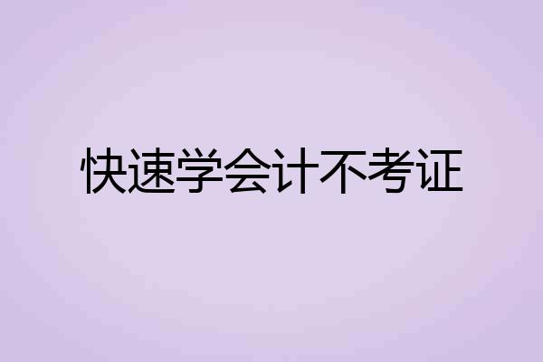 快速学会计不考证