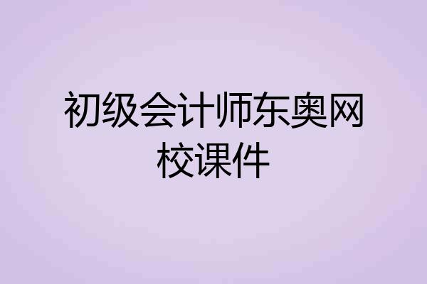 初级会计师东奥网校课件
