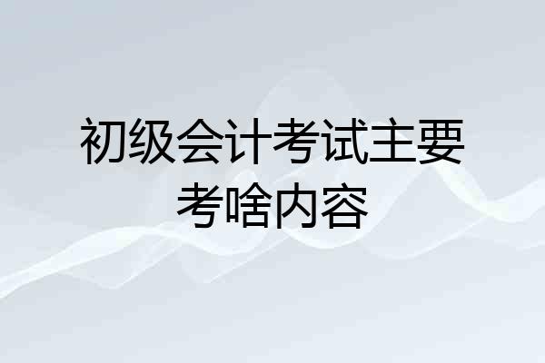 初级会计考试主要考啥内容