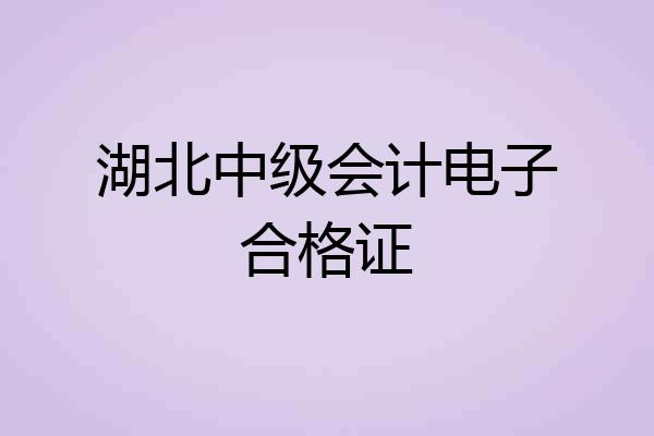 湖北中级会计电子合格证