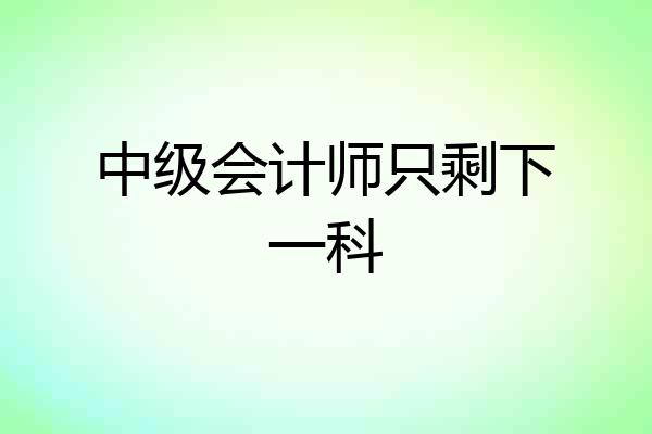 中级会计师只剩下一科