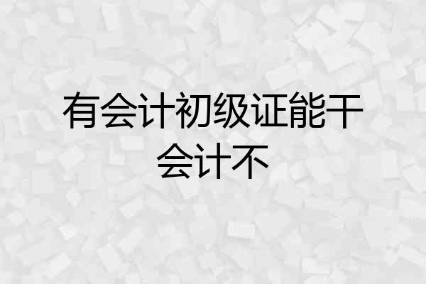 有会计初级证能干会计不