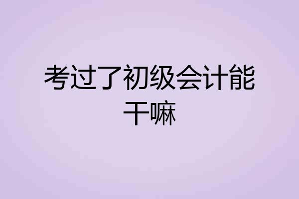 考过了初级会计能干嘛