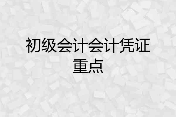初级会计会计凭证重点