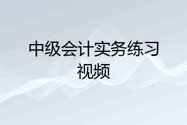 中级会计实务练习视频