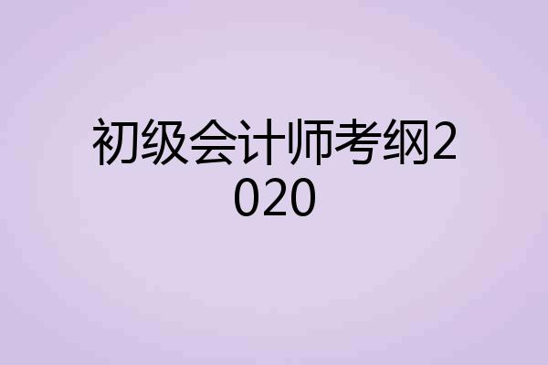初级会计师考纲2020