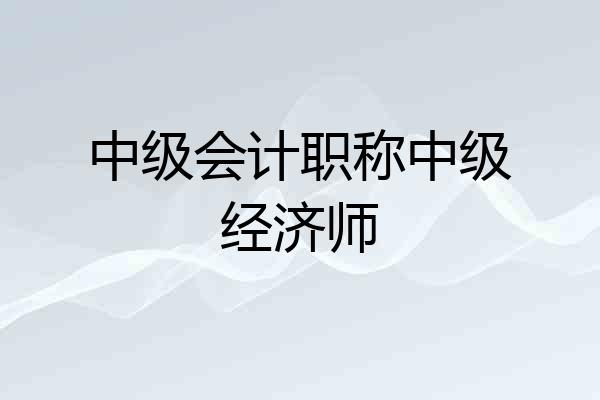 中级会计职称中级经济师