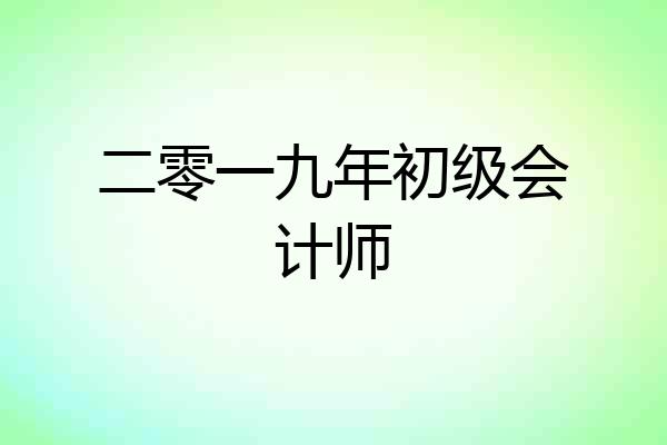 二零一九年初级会计师