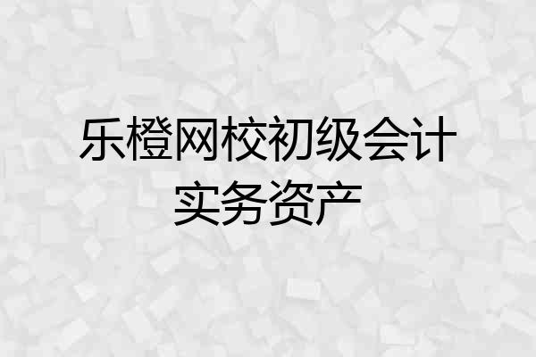 乐橙网校初级会计实务资产