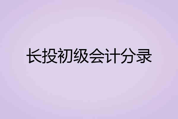 长投初级会计分录