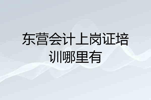 东营会计上岗证培训哪里有