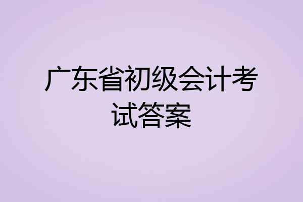 广东省初级会计考试答案
