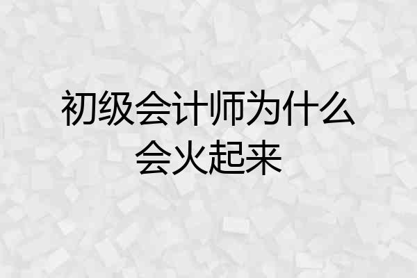 初级会计师为什么会火起来