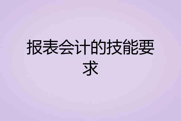 报表会计的技能要求