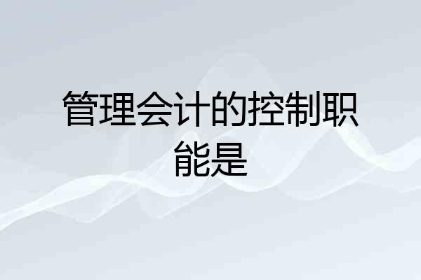管理会计的控制职能是