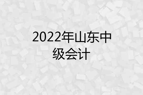 2022年山东中级会计