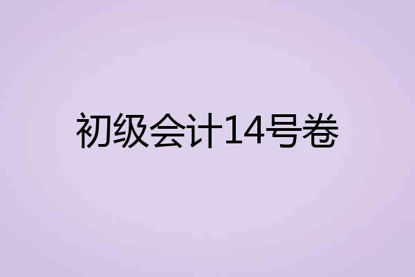 初级会计14号卷