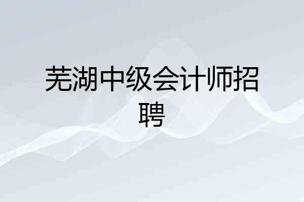 芜湖中级会计师招聘
