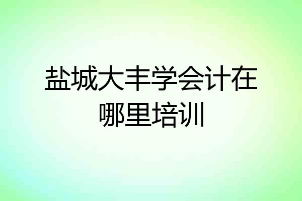 盐城大丰学会计在哪里培训