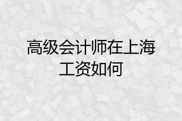 高级会计师在上海工资如何