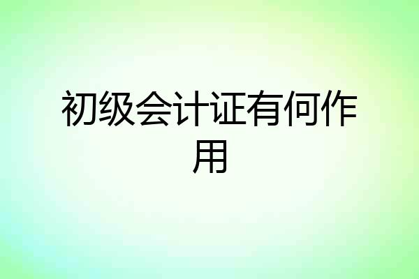 初级会计证有何作用