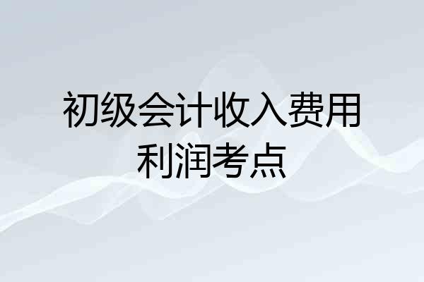 初级会计收入费用利润考点