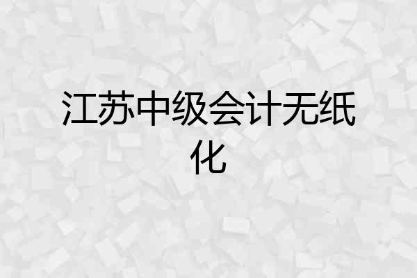 江苏中级会计无纸化