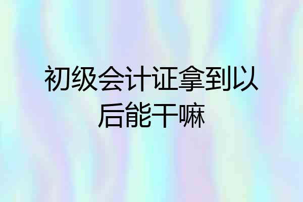 初级会计证拿到以后能干嘛