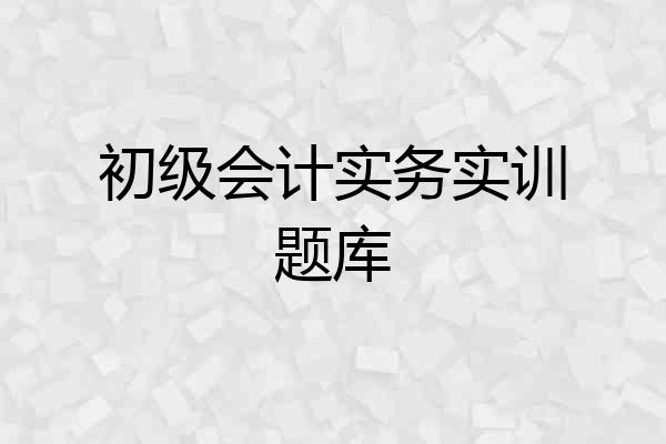初级会计实务实训题库