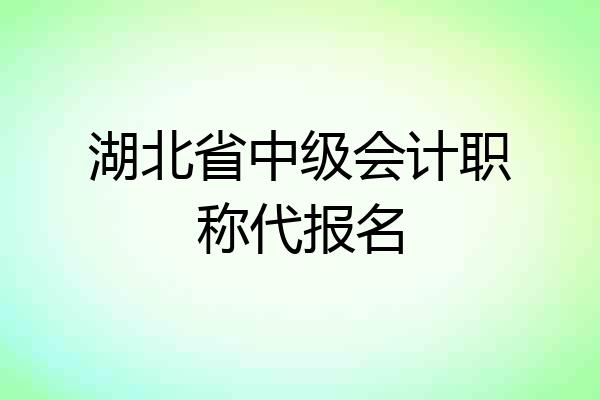 湖北省中级会计职称代报名