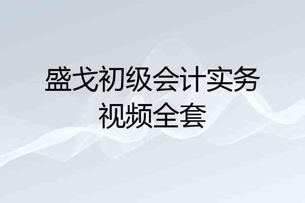 盛戈初级会计实务视频全套