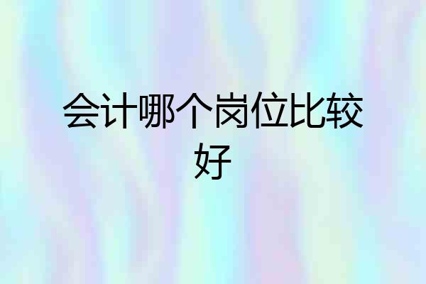 会计哪个岗位比较好