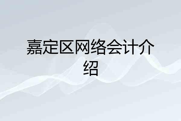 嘉定区网络会计介绍