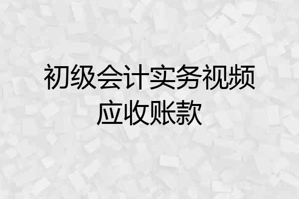 初级会计实务视频应收账款