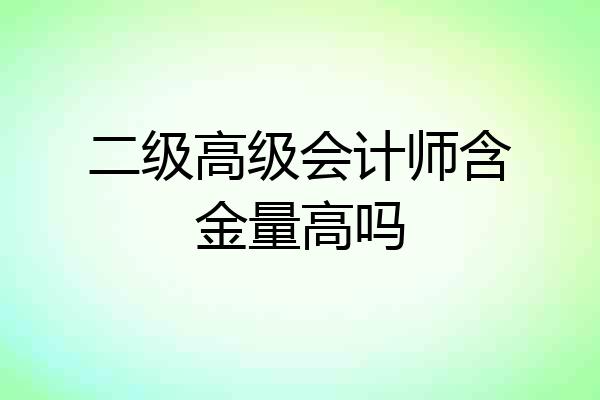 二级高级会计师含金量高吗