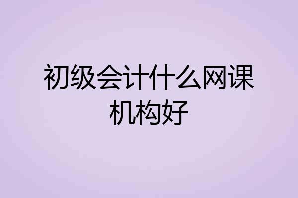 初级会计什么网课机构好