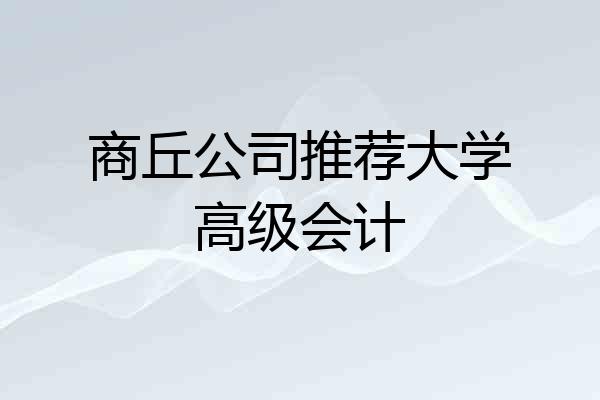 商丘公司推荐大学高级会计